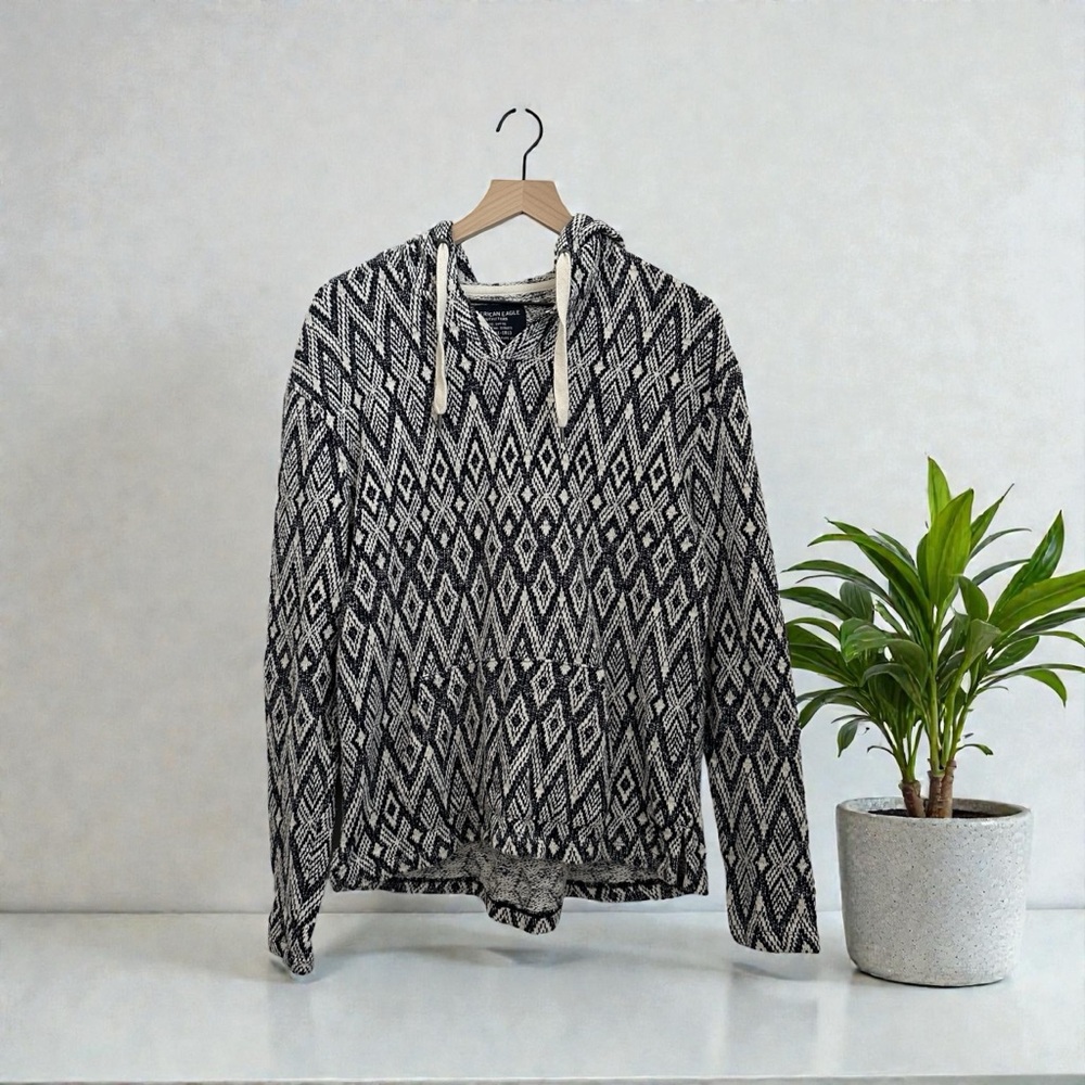 American Eagle Outfitters Men’s Blue Geometric Print Pullover Sweater Size XS